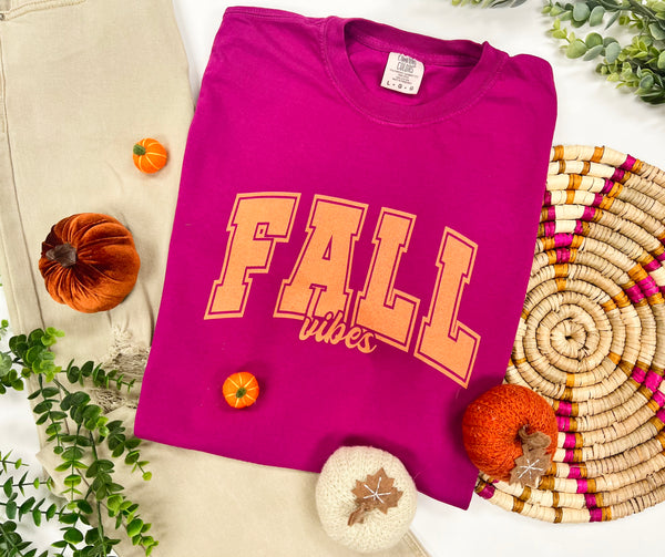 Timeless Color Varsity letter FALL VIBES tee