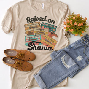 Raised on Shania - tapes tee