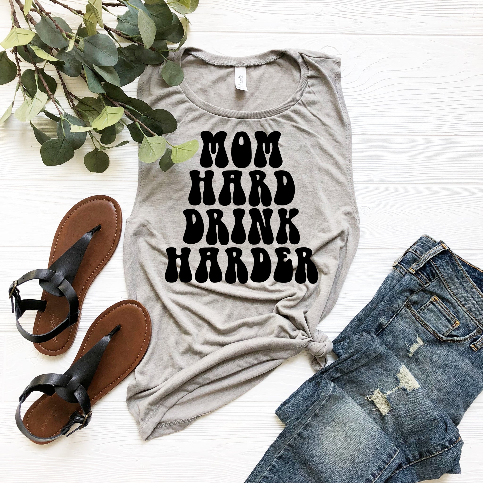 Mom hard, drink harder tank