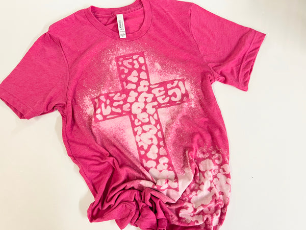 Dainty bleached leopard cross tees