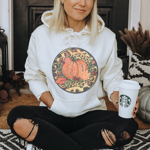 Leopard Circle of Pumpkin Hoodie