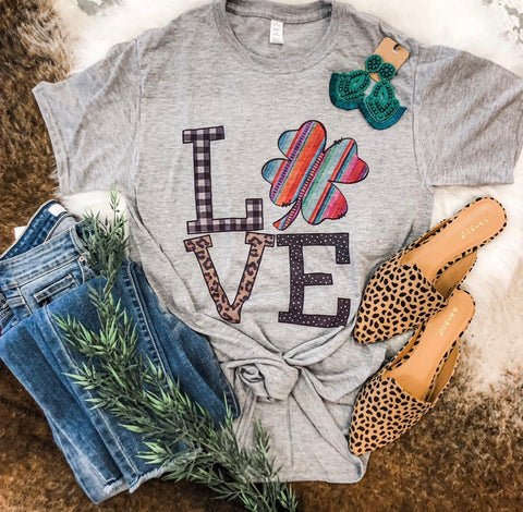 Serape clover love tee