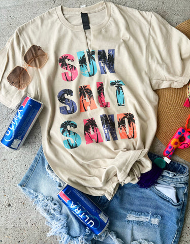 Sun Salt Sand colorful letters tee