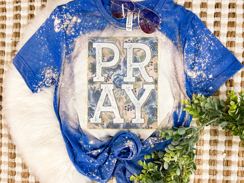 Gorgeous royal floral PRAY tee