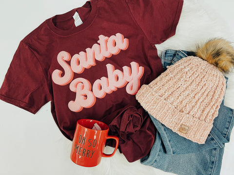 Santa Baby • classic pink letters tee