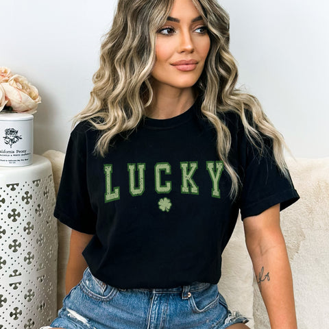 Classic “Lucky” tee on black