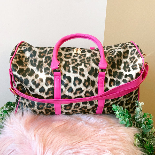 Leopard pink duffle