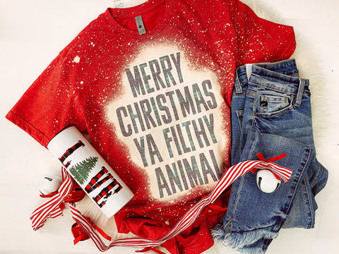 Merry Christmas filthy animal bleach tee