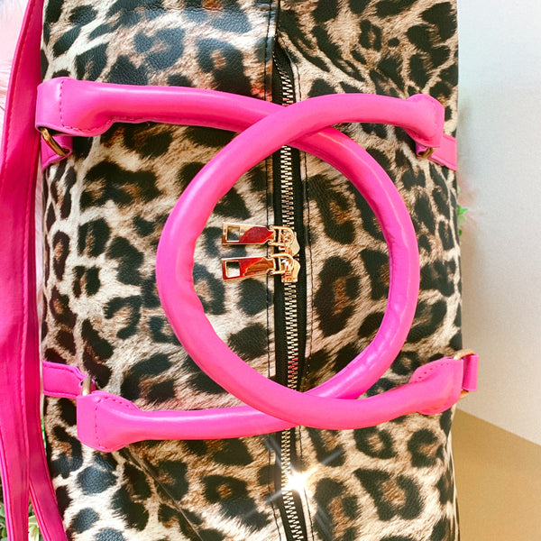 Leopard pink duffle