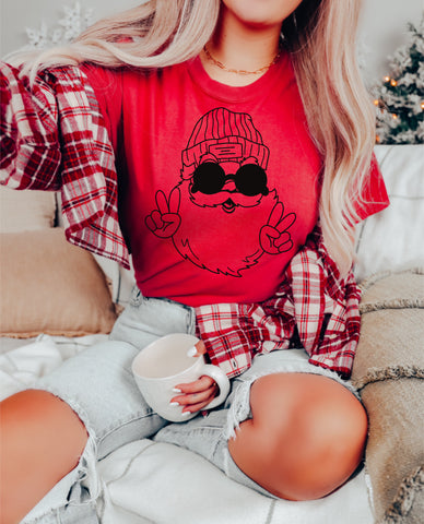 Simple Peace sign Santa tee