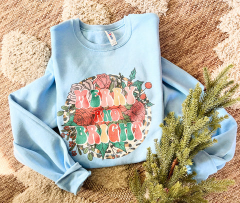 Merry & Bright leopard circle floral sweater