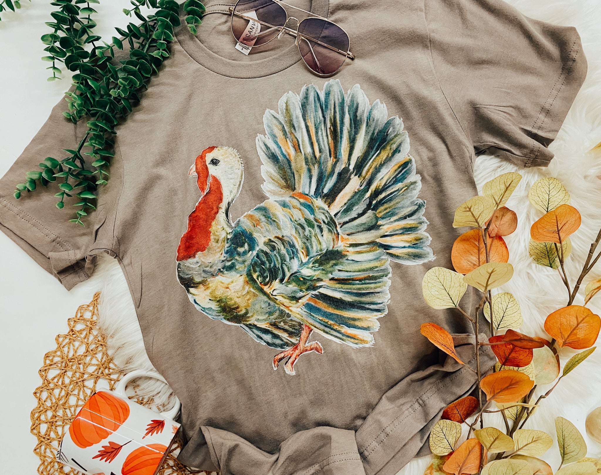 Watercolor turkey tee