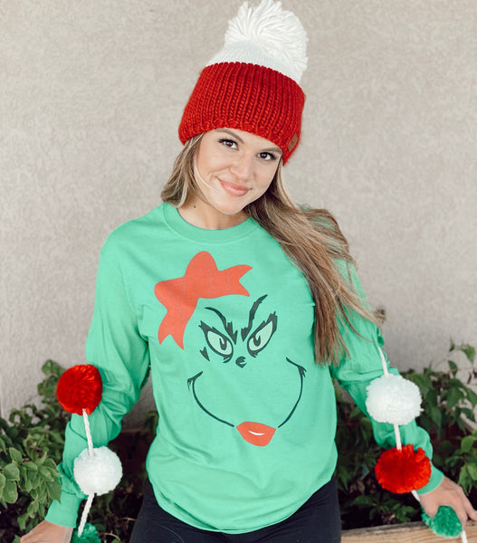 Purty girl Grinch face long sleeve tee