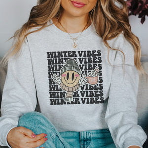 Winter vibes stacked smiley sweater