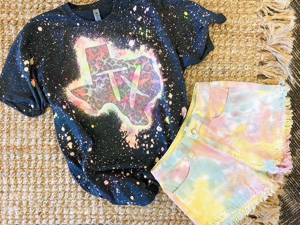 Tie dye TX splatter tee