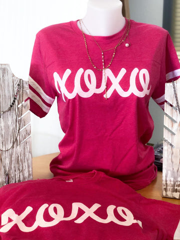 XOXO pink baseball tee