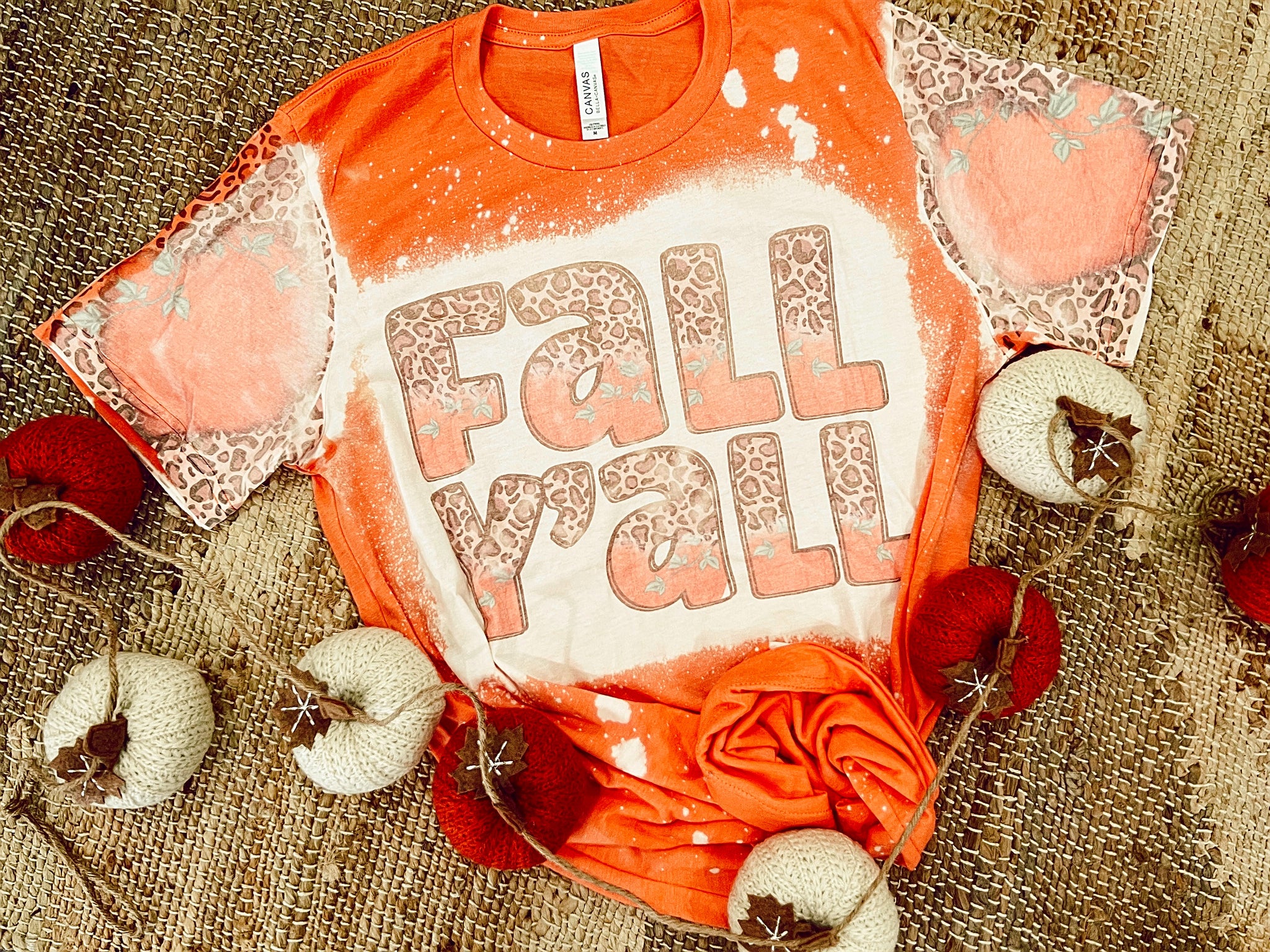 Fall Ya’ll • leopard pumpkin sleeve tee