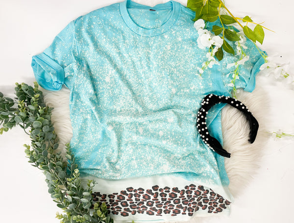 Leopard trim dipped tees (2 color options)