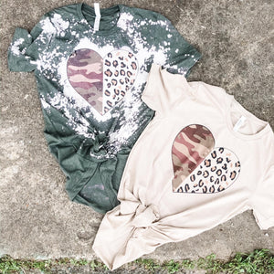 Camo/leopard heart (bleached or non)