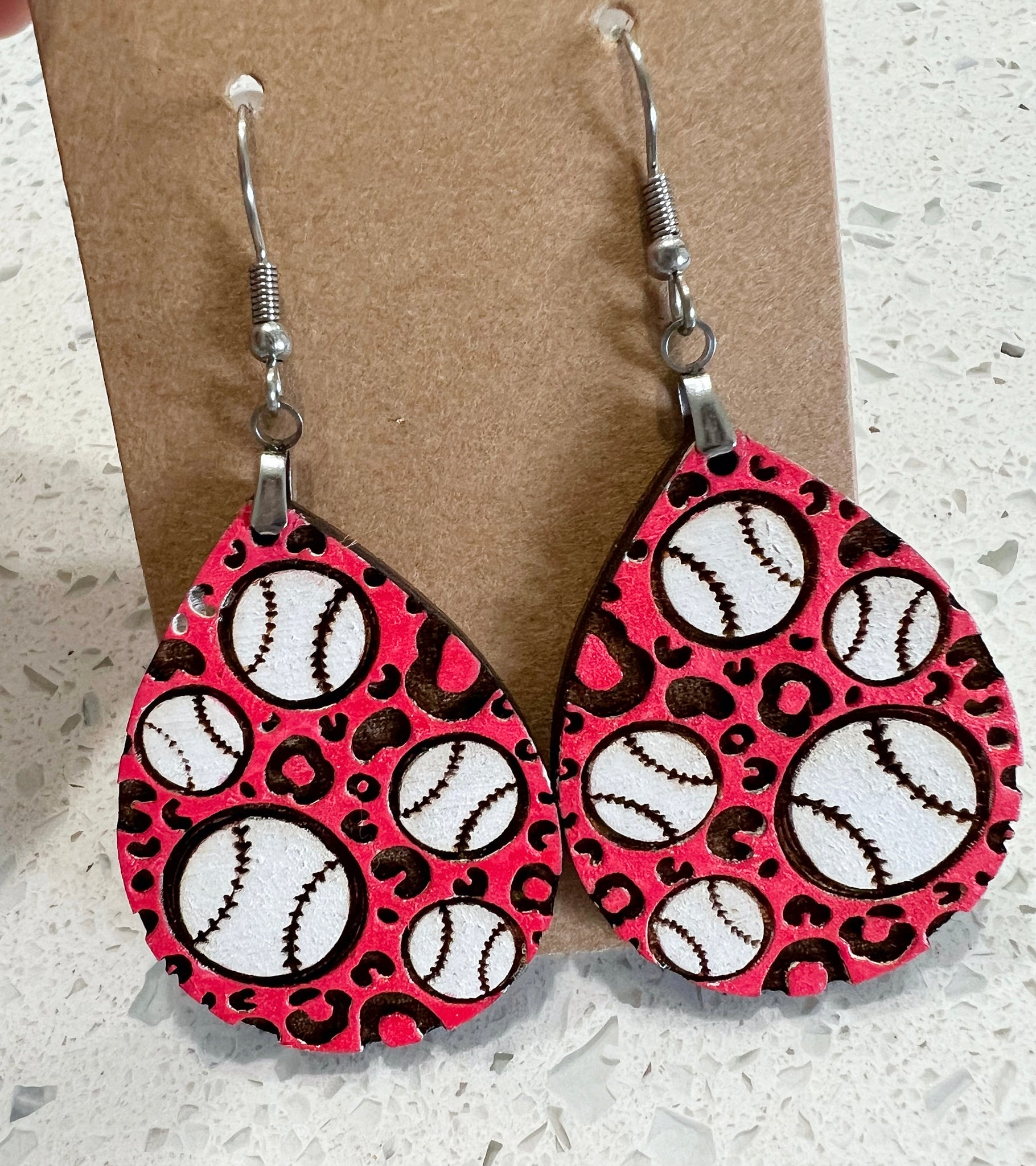 Teardrop Baseball earrings