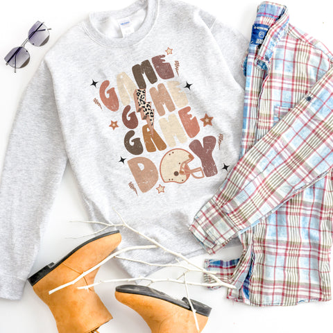 Retro Stacked GameDay Fall colors Sweater