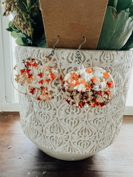 Pumpkin Fall leaf earrings