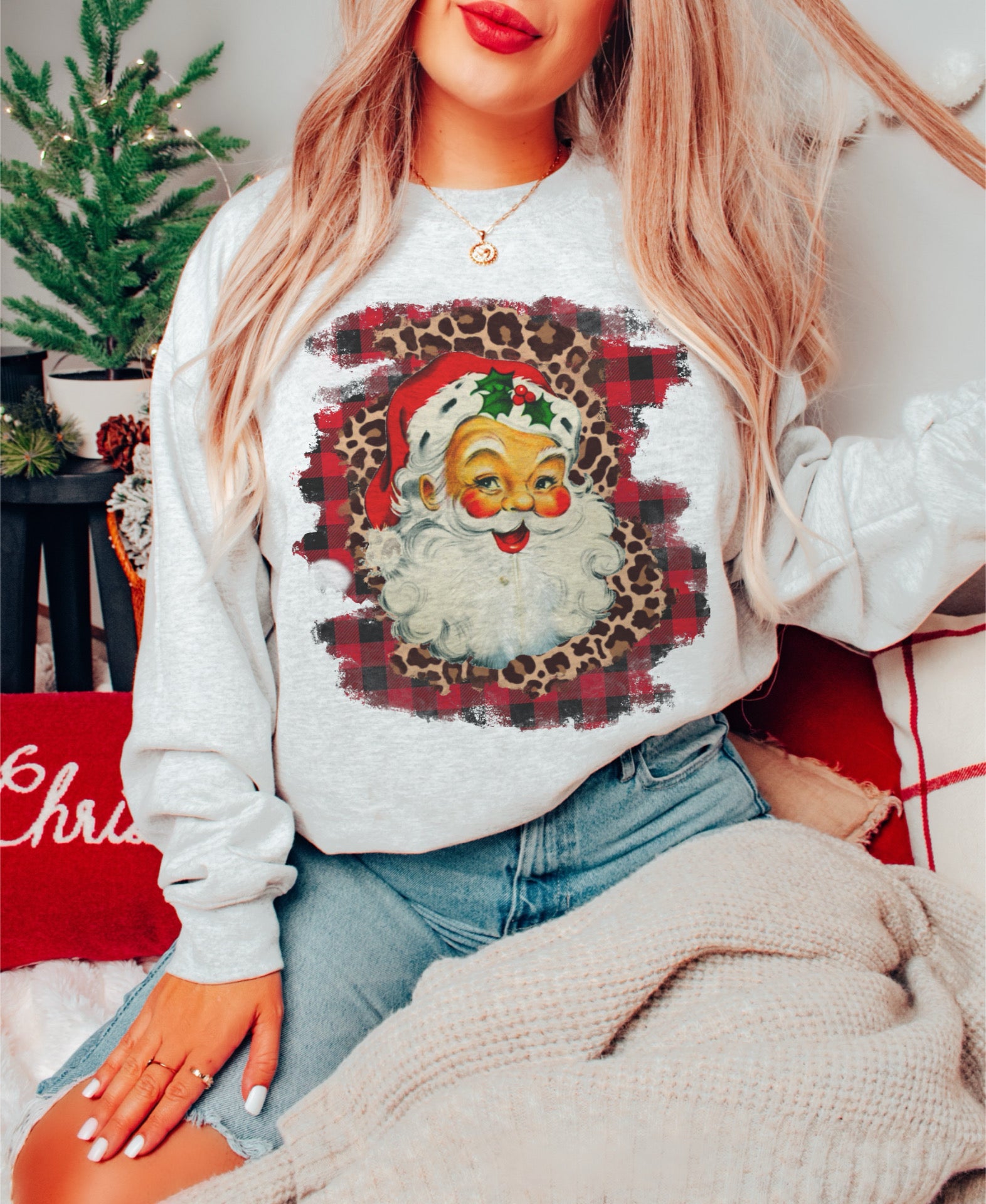 Buffalo patch Santa Sweater