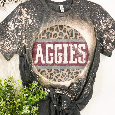 Aggies leopard circle tee