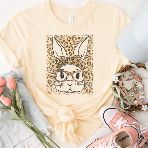 Leopard background Bunny tee