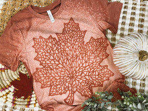 Dainty fall leaf bleached tee