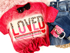 Loved • leopard block red bleached tee