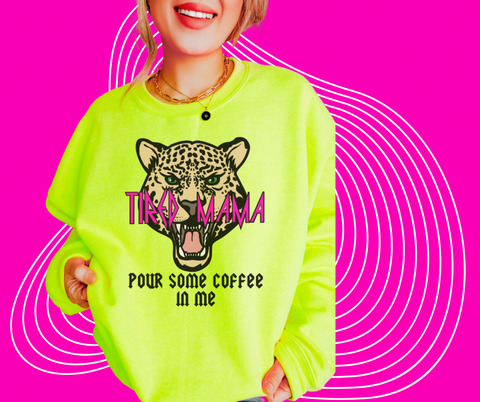 Tired Mom neon crewneck