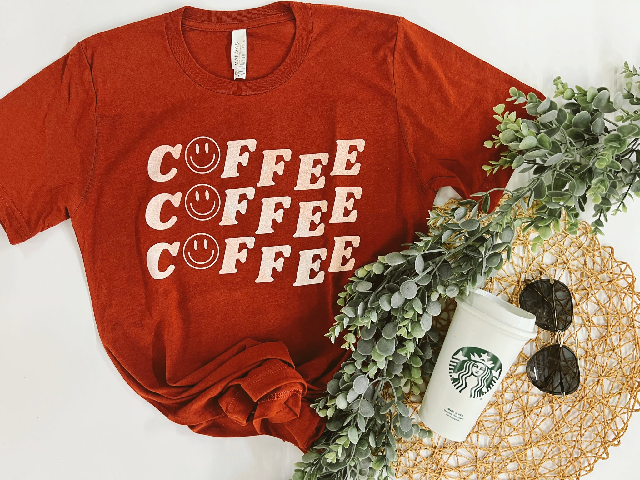 Retro COFFEE smiley tee