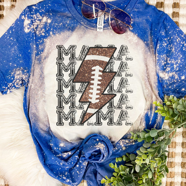 Football Mama Lightning stacked tee