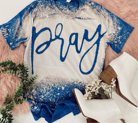 Pray bleached tee royal blue