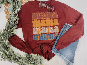 Bold stacked Mama long sleeve tee