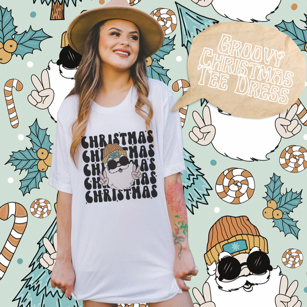 Groovy peace Santa tee dress