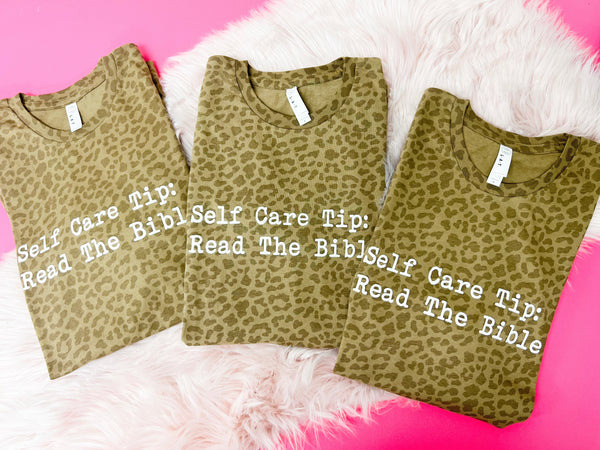 Self Care tip: Read the Bible leopard tee