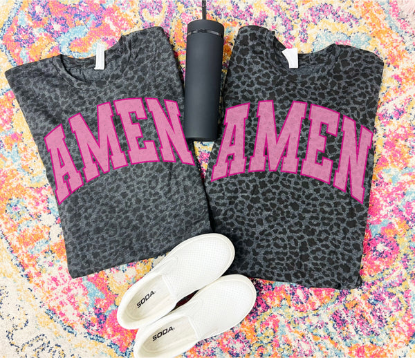 Varsity Letter Pink AMEN tee