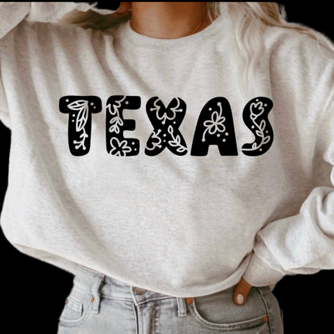 Floral text Texas sweater