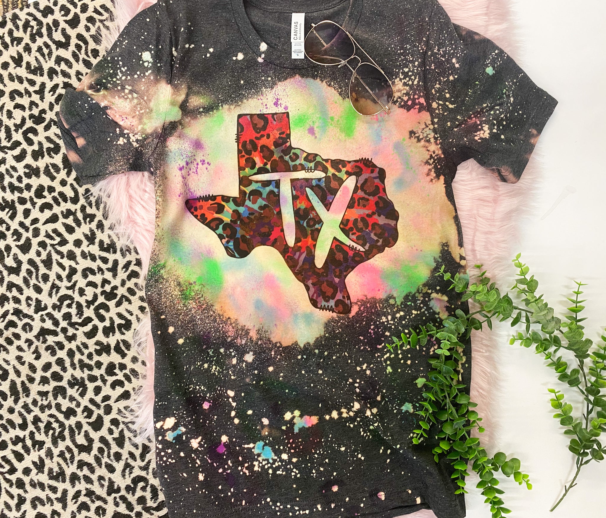 Tie dye TX splatter tee