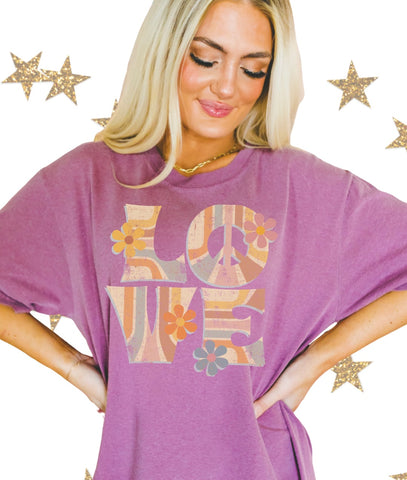 Retro peace love tee