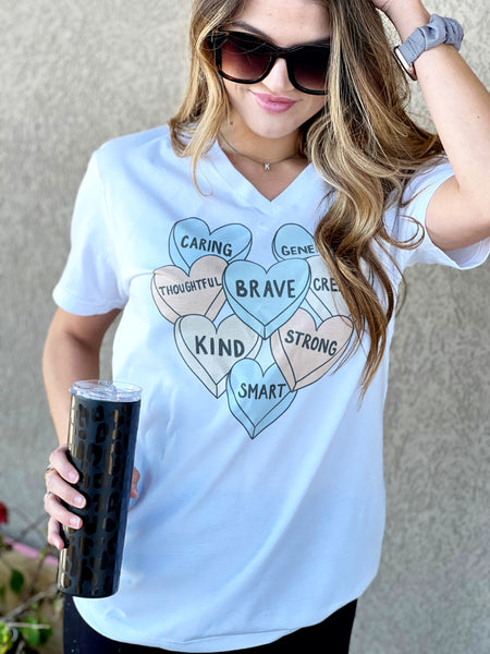 Positivity valentine candy heart tee