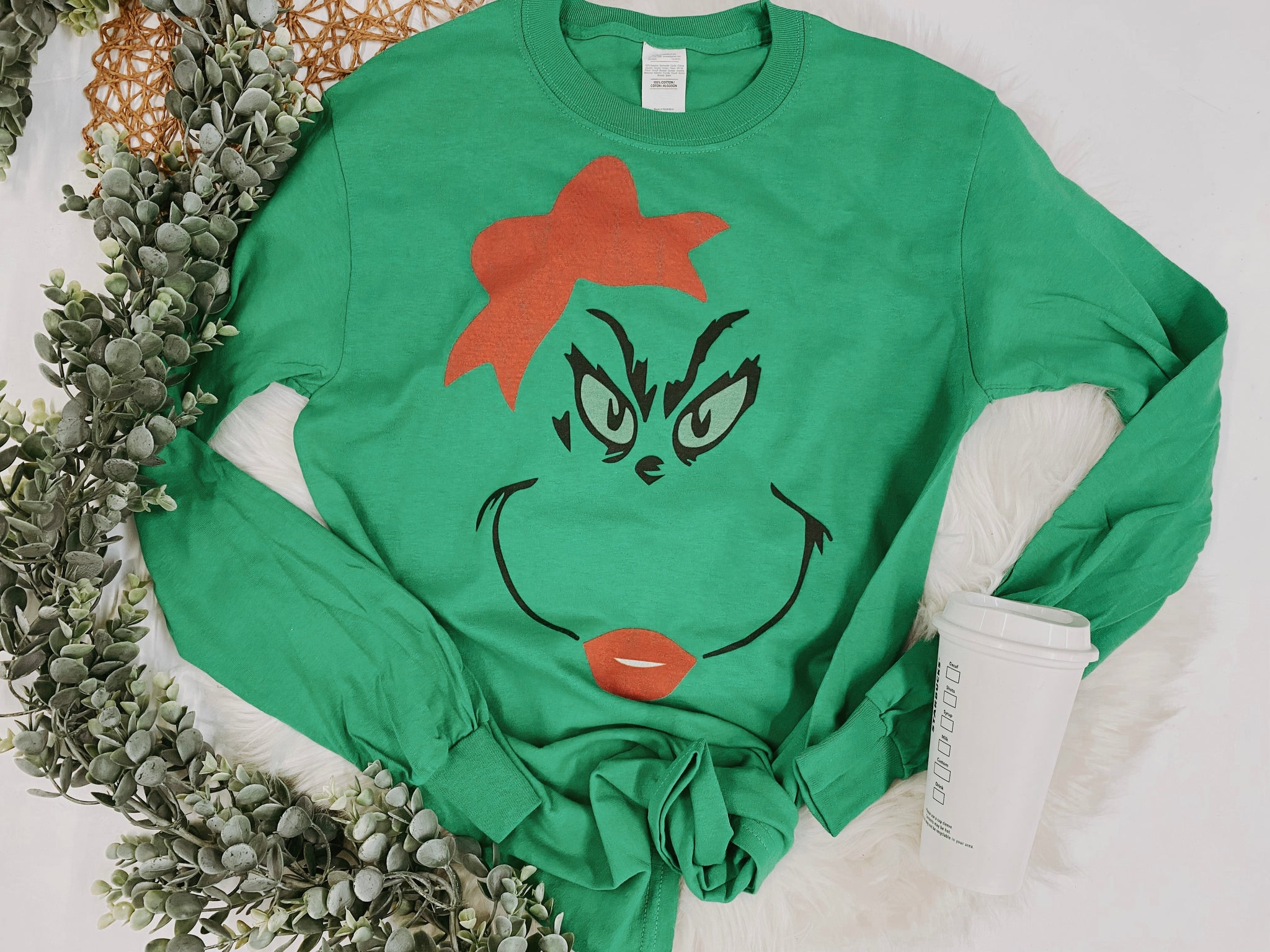 Purty girl Grinch face long sleeve tee