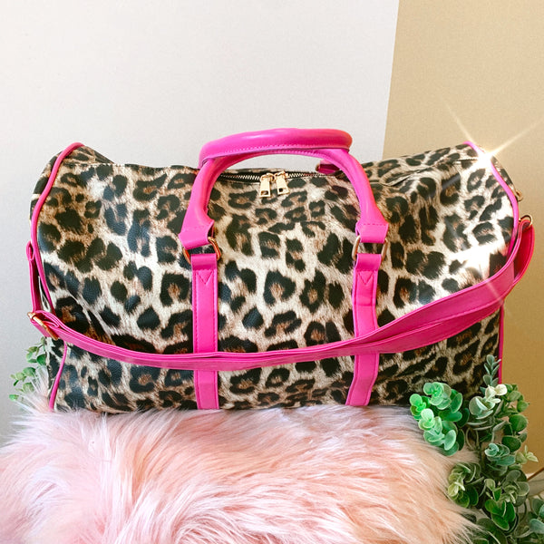 Leopard pink duffle