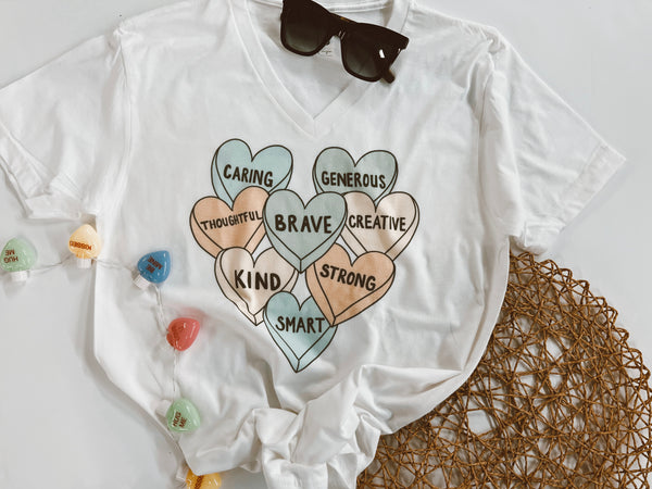 Positivity valentine candy heart tee