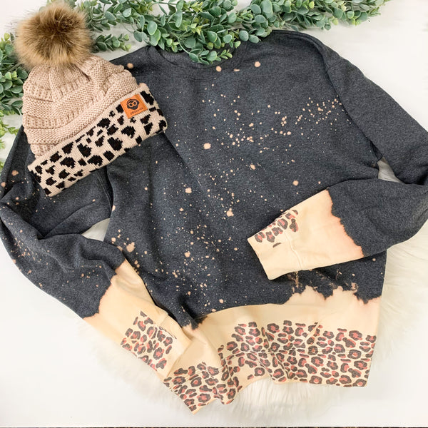 Cozy leopard dip sweater