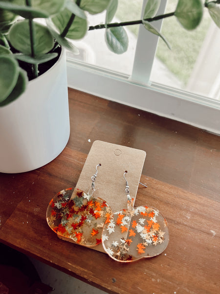 Pumpkin Fall leaf earrings