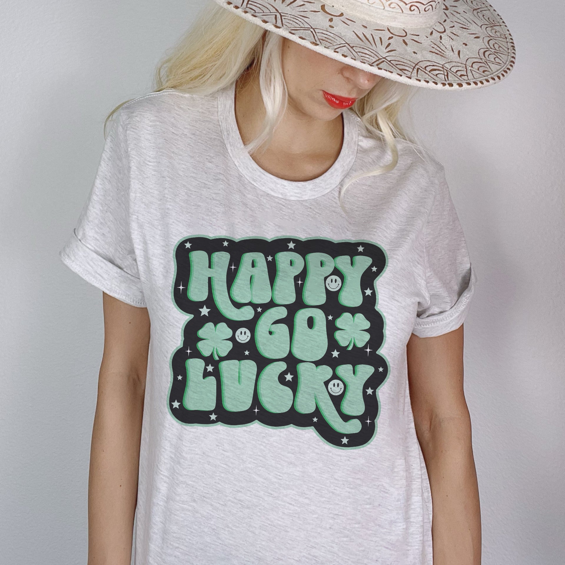 Happy Go Lucky shamrock tee