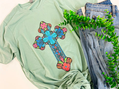 Stained glass cross tee